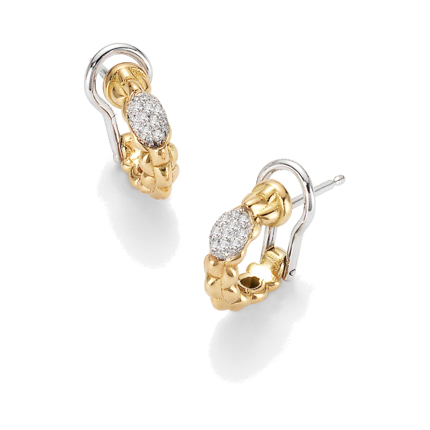 18k gold y/w gold mesh style hoop earrings