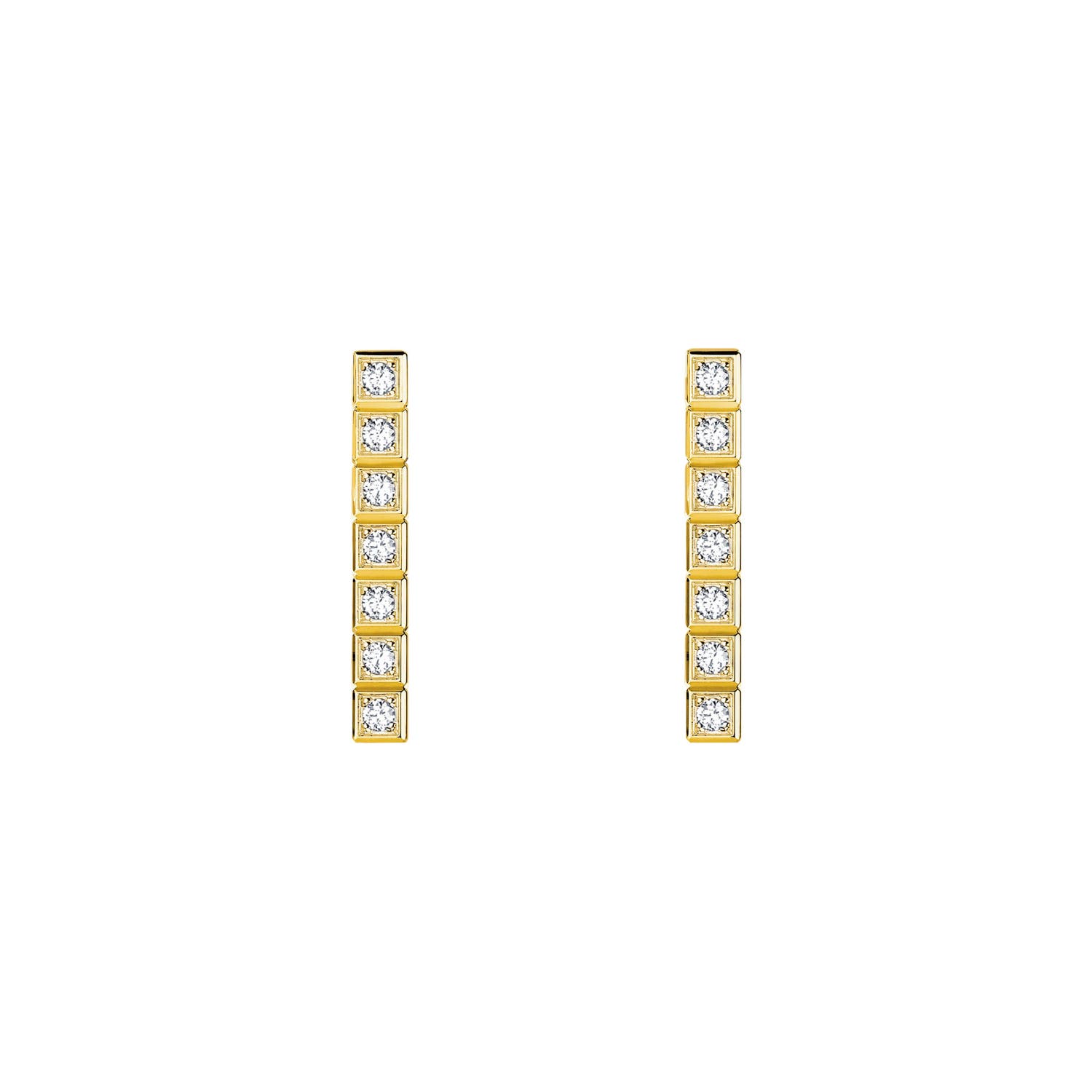 Ice Cube 18K Yellow Gold Full-Set Diamond Earrings