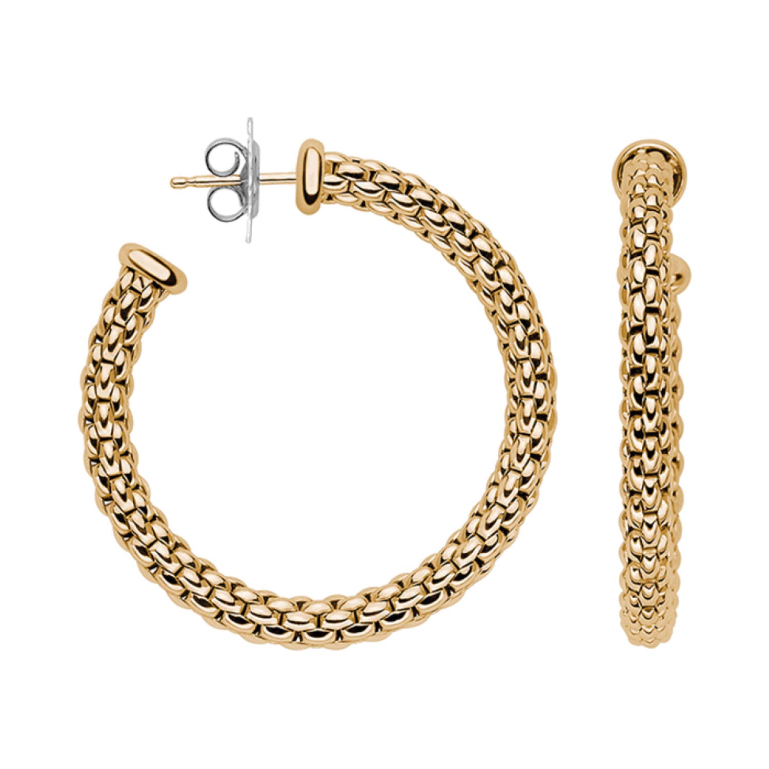 Fope 18k Large Gold Mesh Hoop Earrings