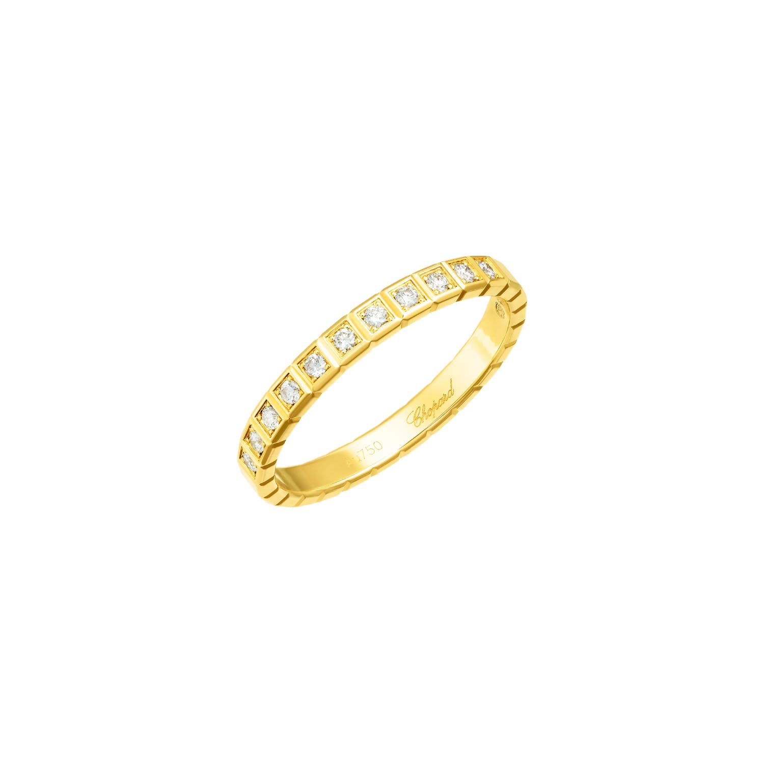 Ice Cube 18K Yellow Gold Half-Set Diamond Ring