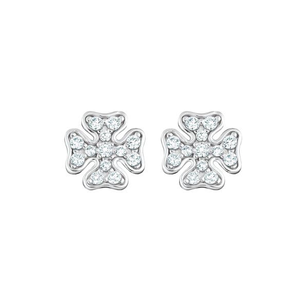 Crystal Cloverleaf Sterling Silver Stud Earrings