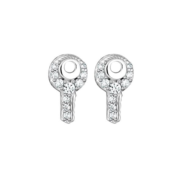 Crystal Key Sterling Silver Stud Earrings