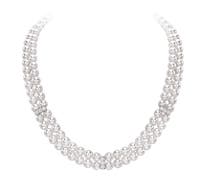 18k White Gold Akoya Pearl & 0.92cts Diamond 2-Row Necklace