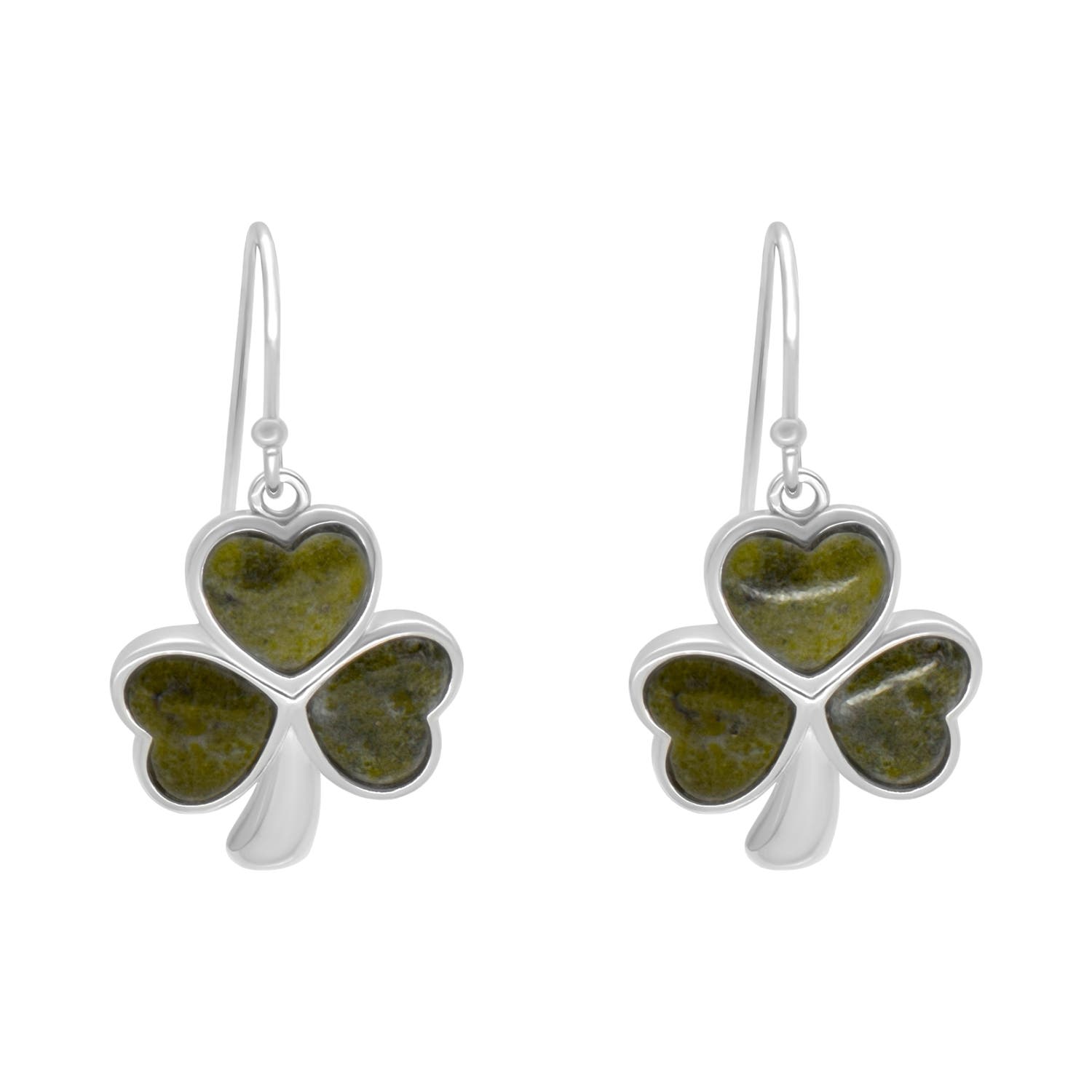 Sterling Silver & Connemara Marble Shamrock Earrings