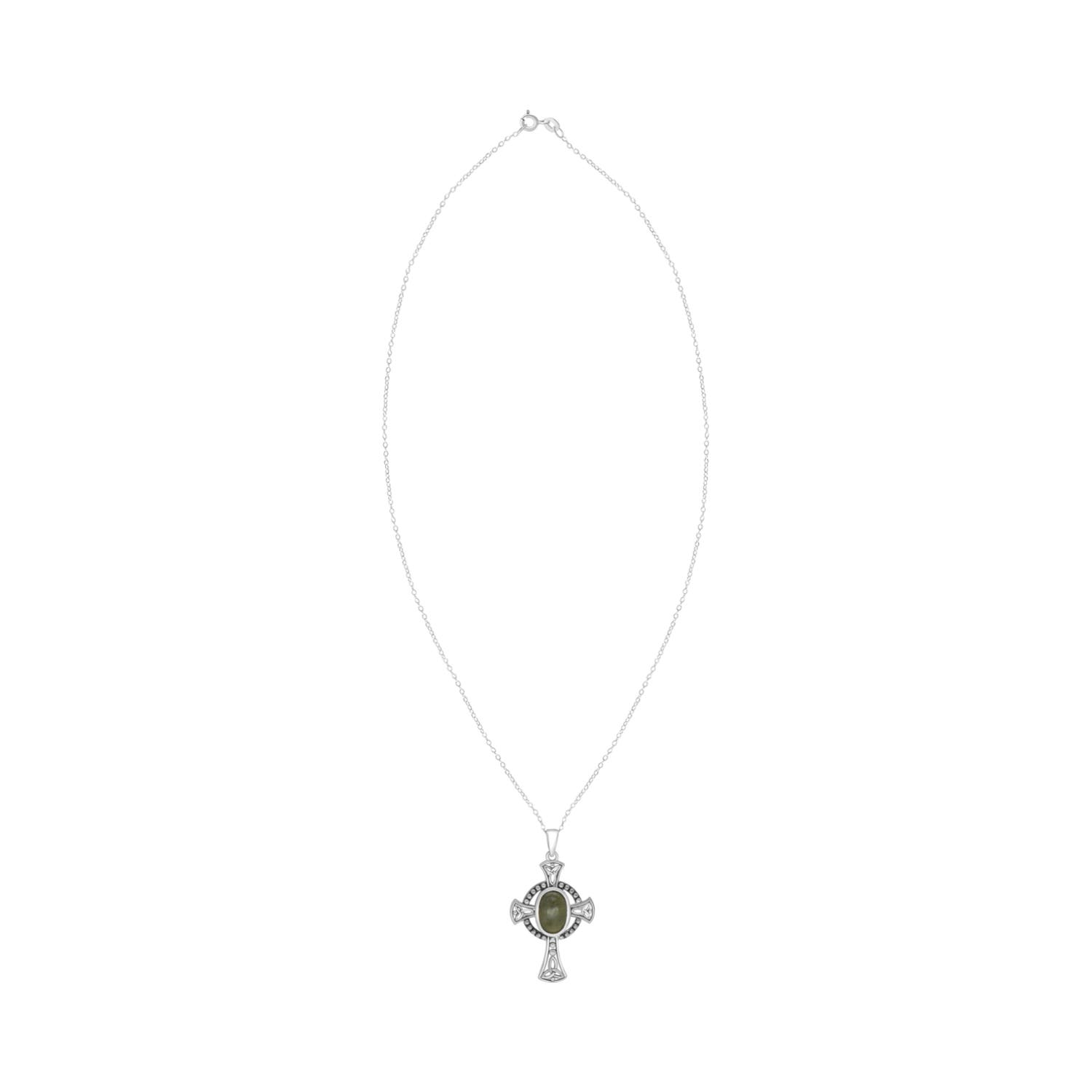 Sterling Silver & Connemara MArble Celtic Cross Pendant