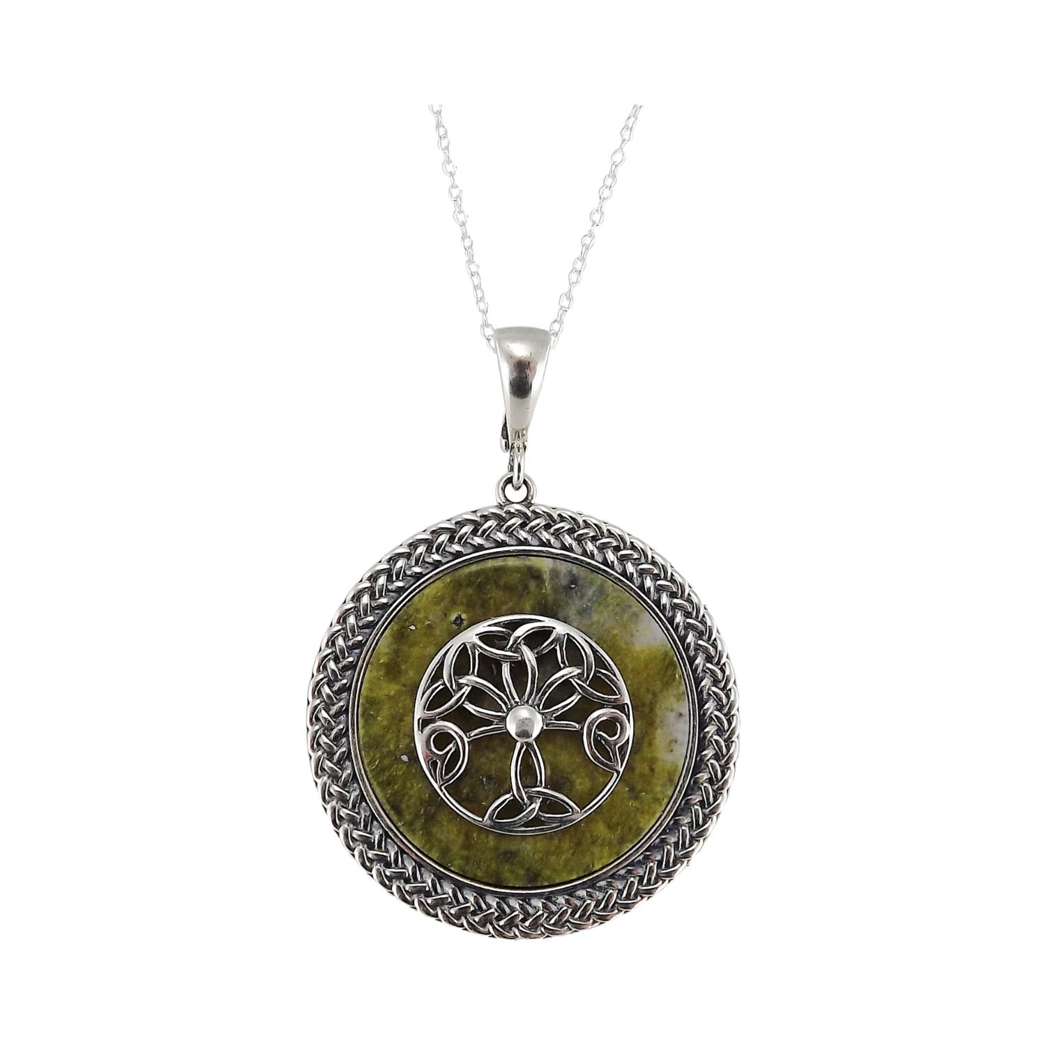 Sterling Silver & Connemara Marble Tree of Life Pendant