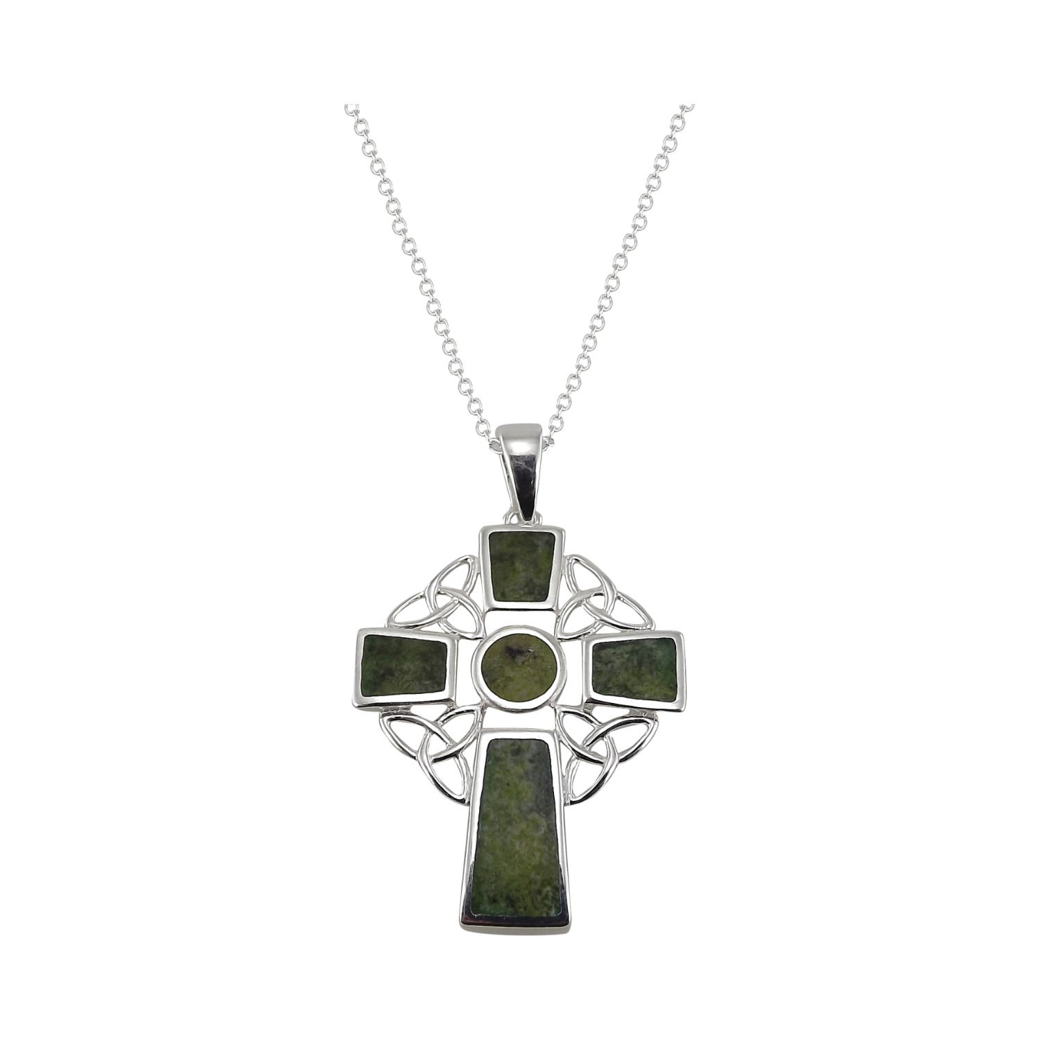 Sterling Silver Connemara Marble Celtic Cross