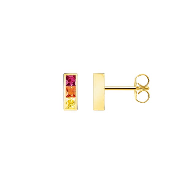 Multicolour Stone Gold Plated Stud Earrings