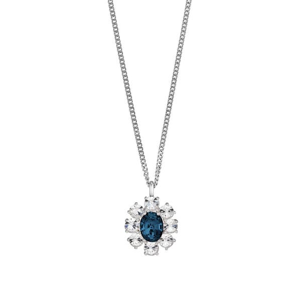 Claudia Stainless Steel Blue and Crystal Pendant Necklace