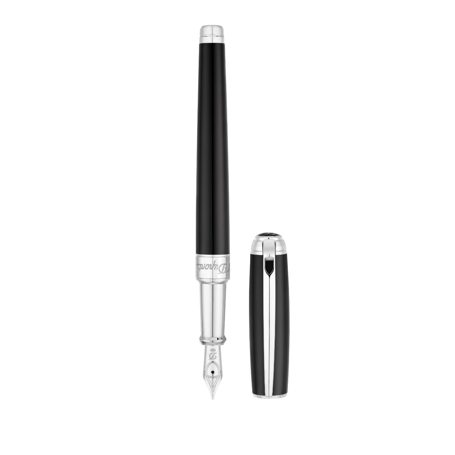 S.T. Dupont Line D Medium Black and Palladium Fountain Pen