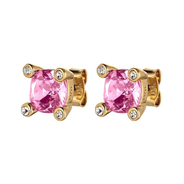 Clara Gold Coloured Rose Pink Earrings