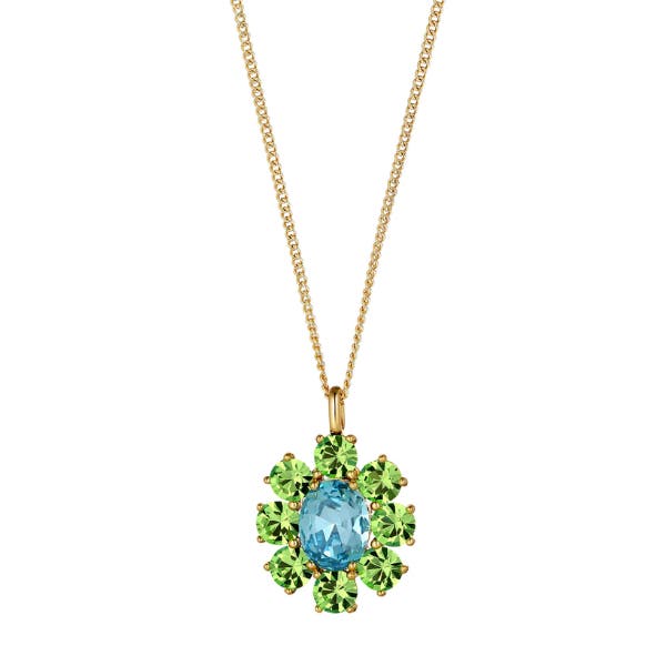 Claudia Yellow Gold Aqua & Green Pendant Necklace