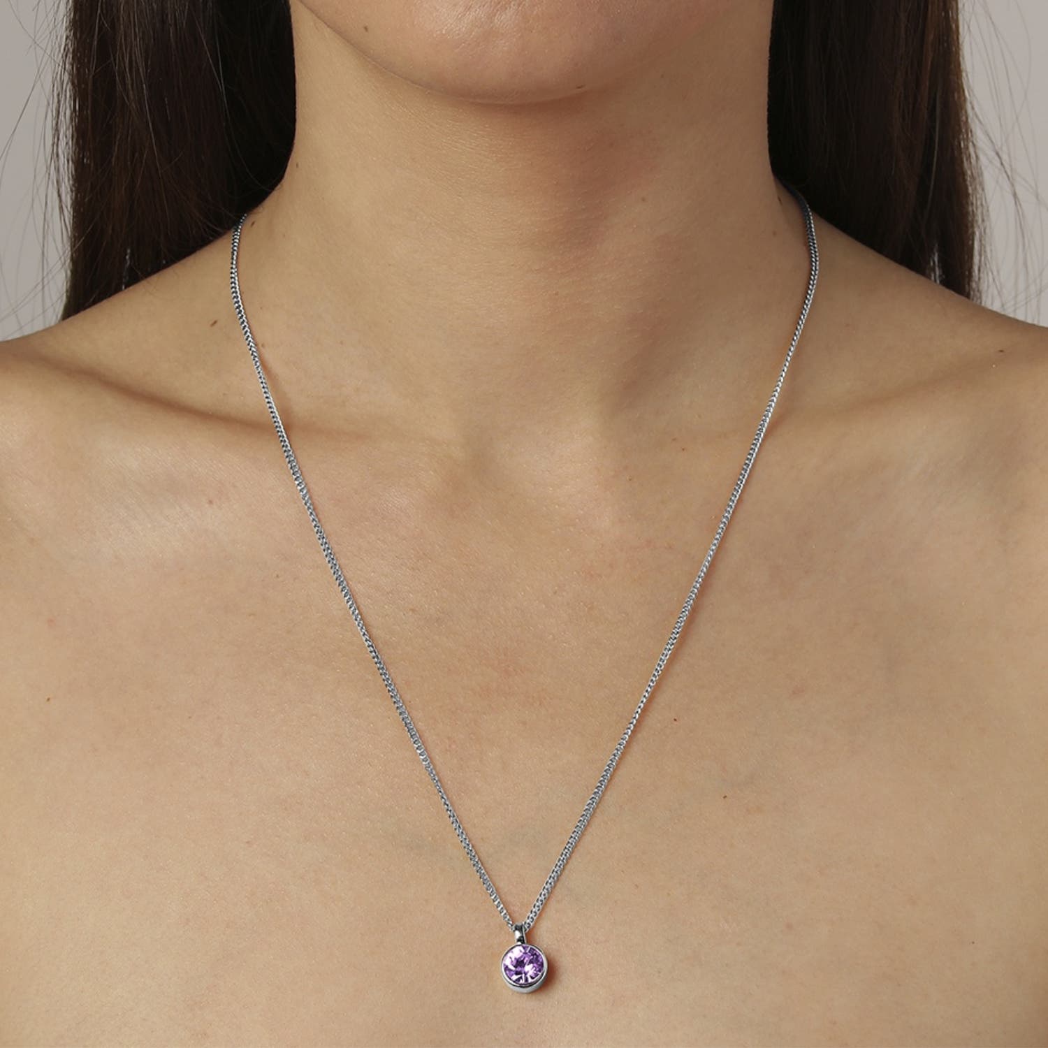 Ette Silver Violet Pendant Necklace