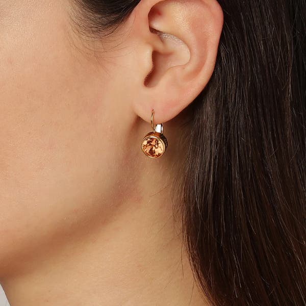 Louise Gold Toned Brass Peach Earrings