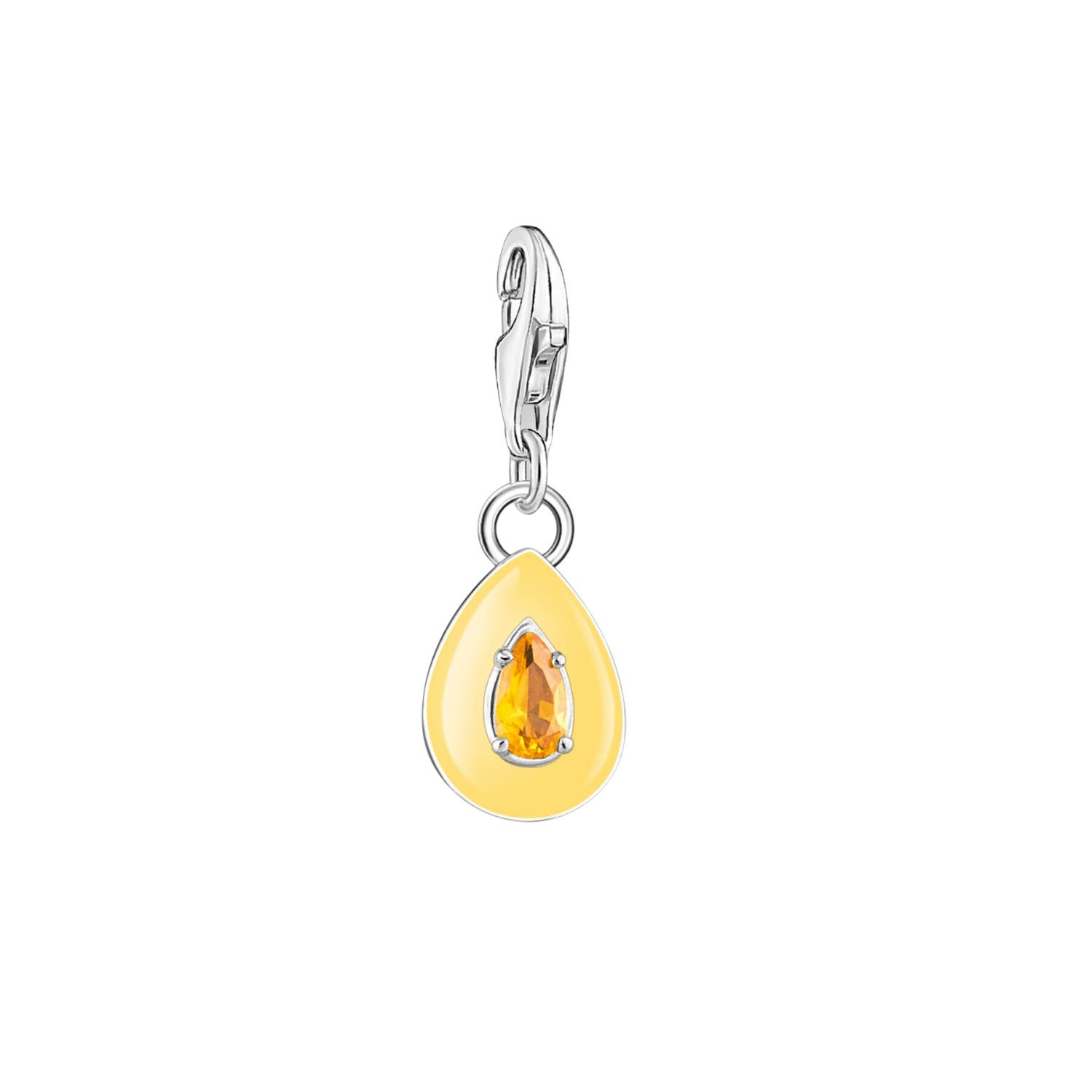 Orange Teardrop Sterling Silver Charm