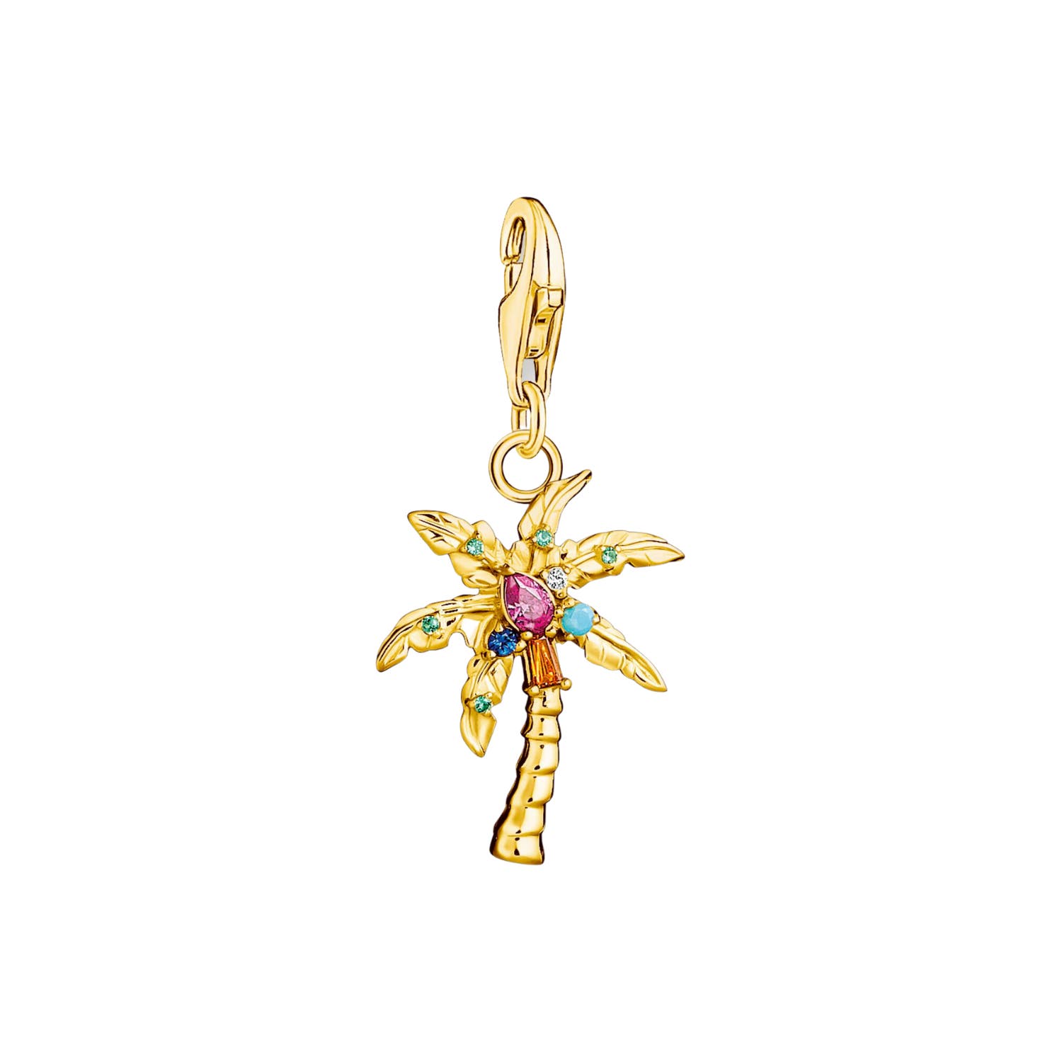 Multicolour Palm Tree Gold Plated Charm Pendant