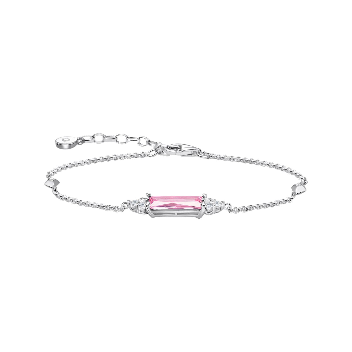 Pink Octagonal Stone Sterling Silver Bracelet