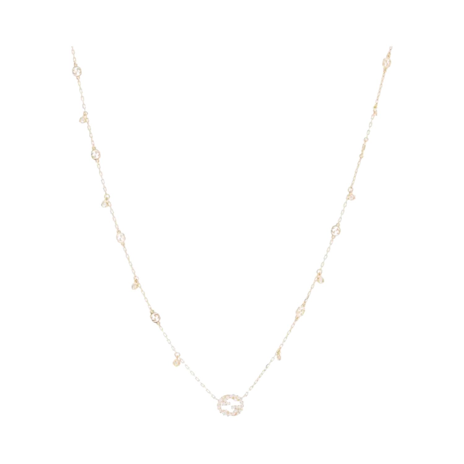 Interlocking Diamond 18k Yellow Gold Necklace