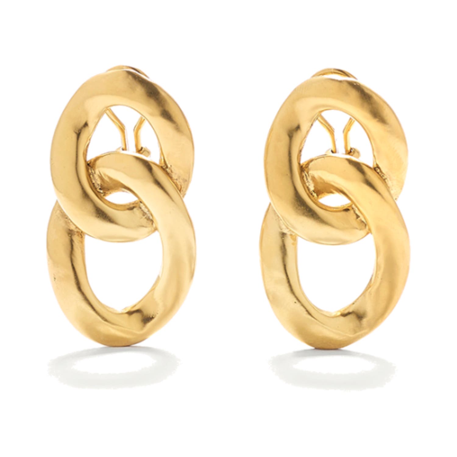 Lhassa Yellow Gold Plated Link Clip Earrings