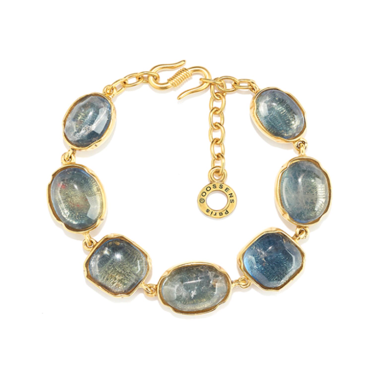 Cabochons Denim Blue Yellow Gold Plated Bracelet