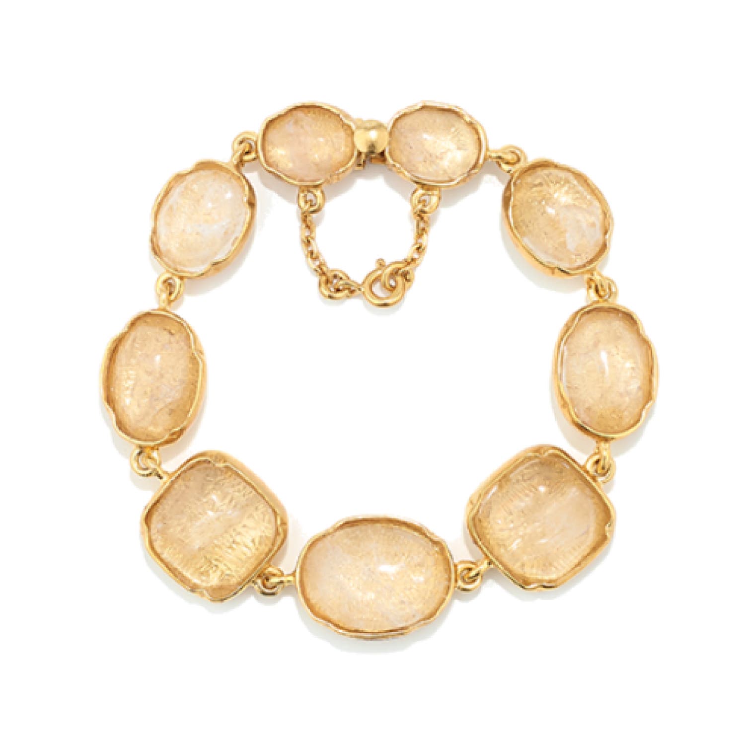 Cabochons Rock Crystal Gold Plated Bracelet