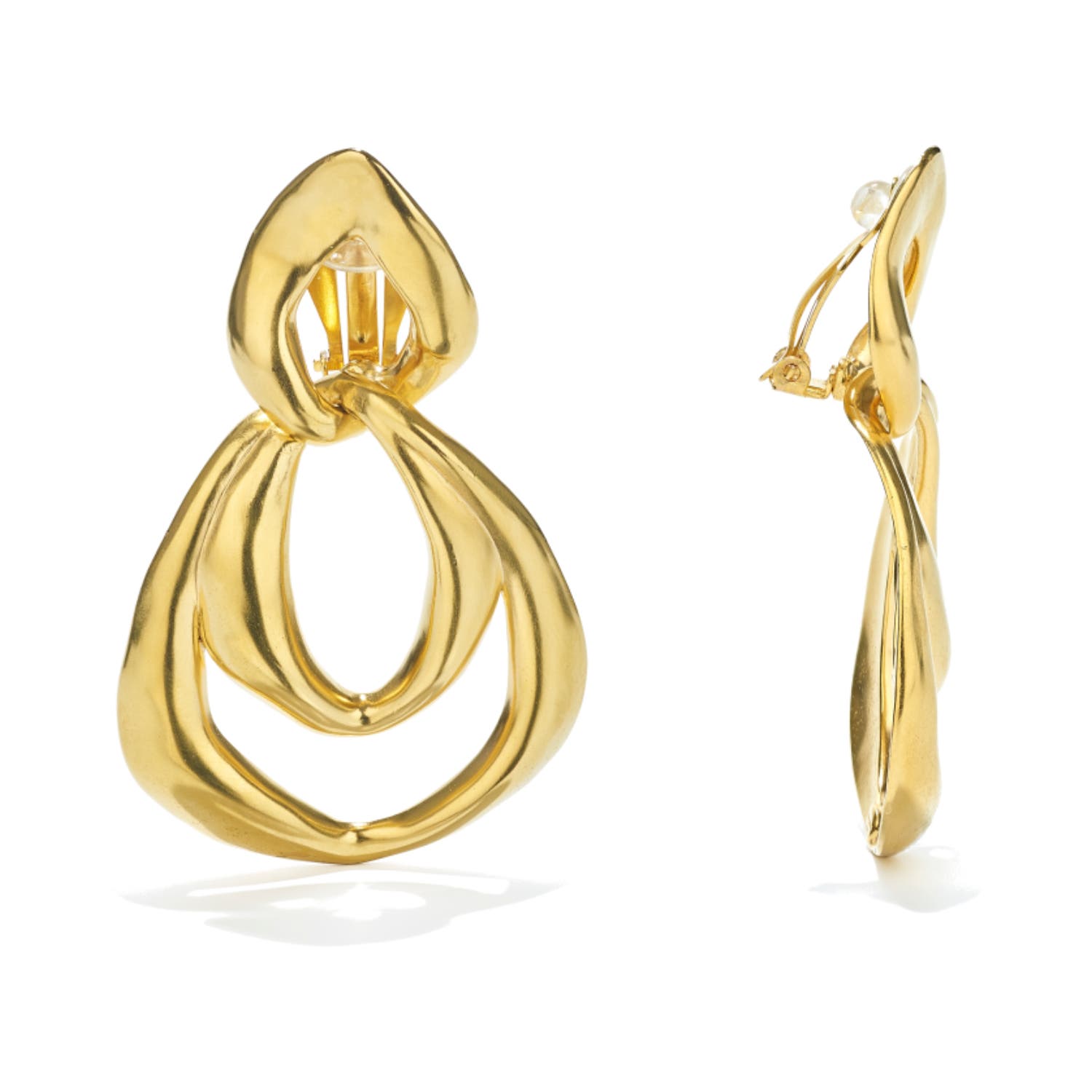 Spirale Yellow Gold Plated Link Clip Earrings