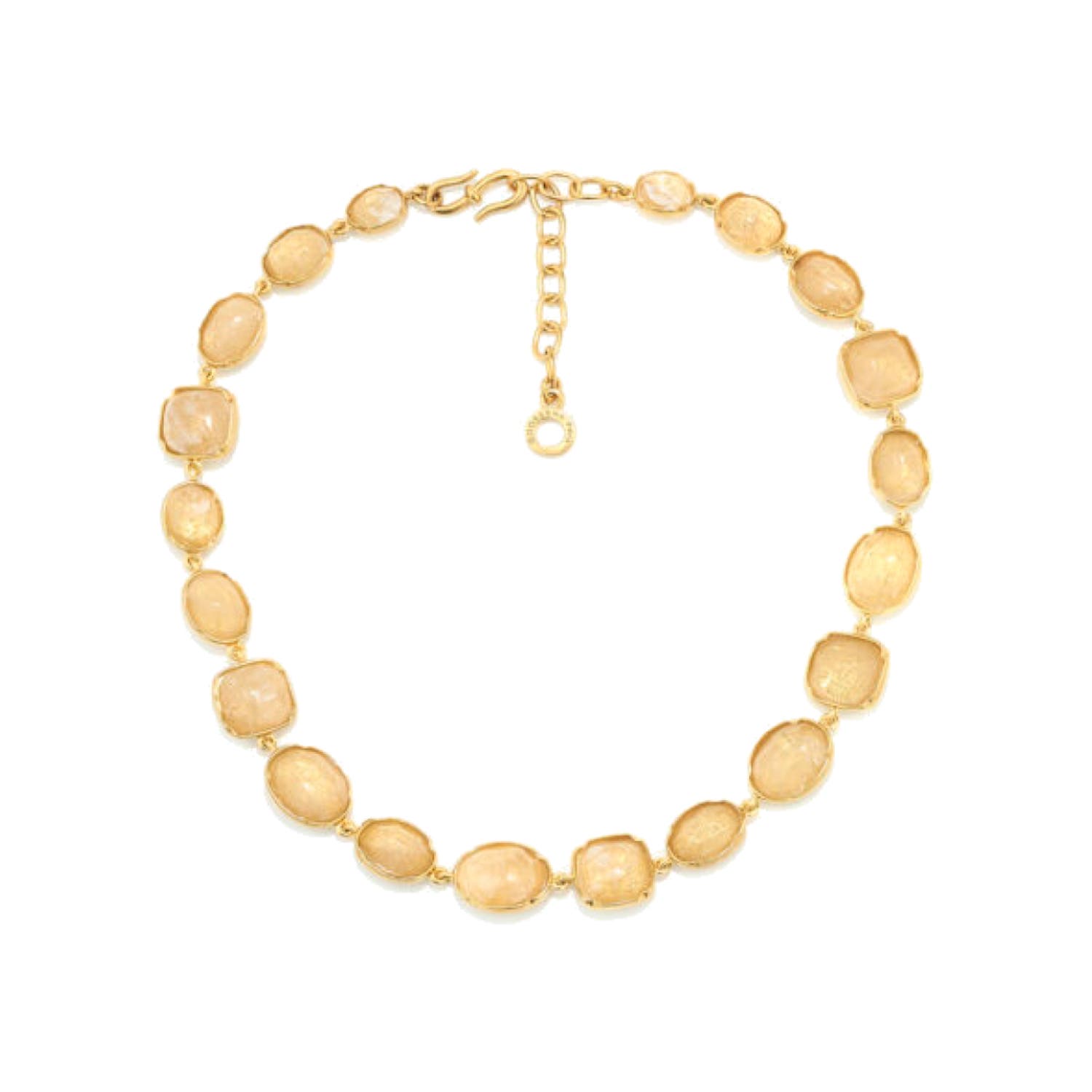 Cabochons Natural Rock Crystal Yellow Gold Plated Necklace