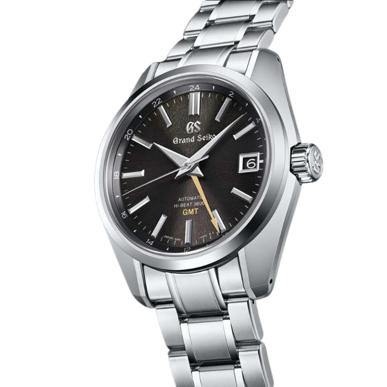 Grand Seiko Dusk Mount Iwate GMT, Heritage Collection 40mm, Black Dial, Automatic Movement, Ever-Briliant Steel Case, Ever-Brilliant Steel Bracelet Watch sbgj265g. Image one