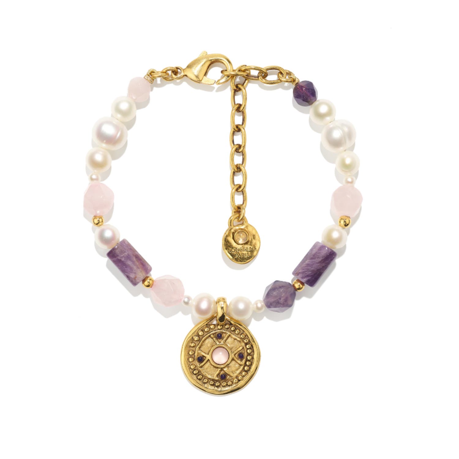 Syracuse Amethyst & Pearl Medal Bracelet