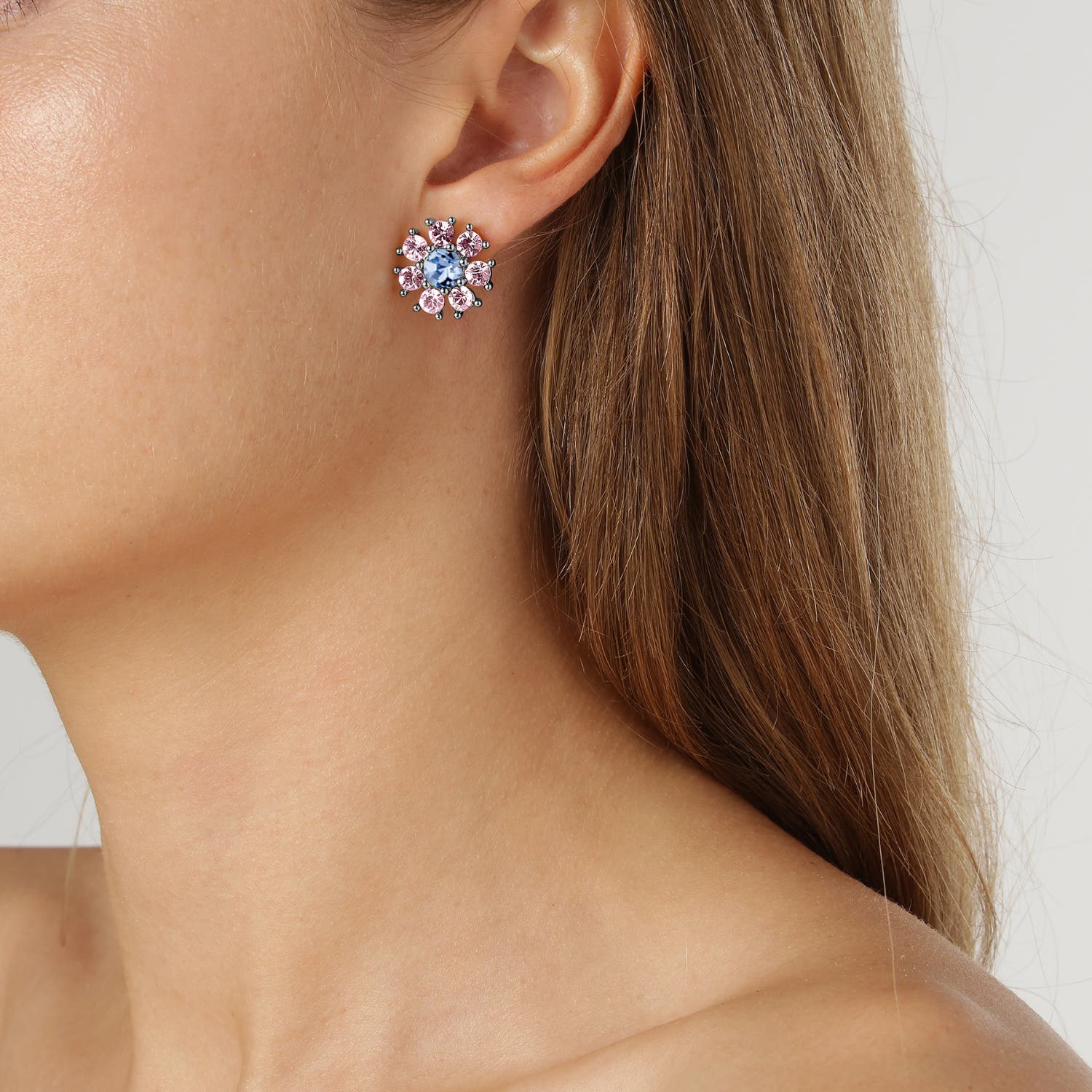 Aude Blue & Rose Stud Earrings