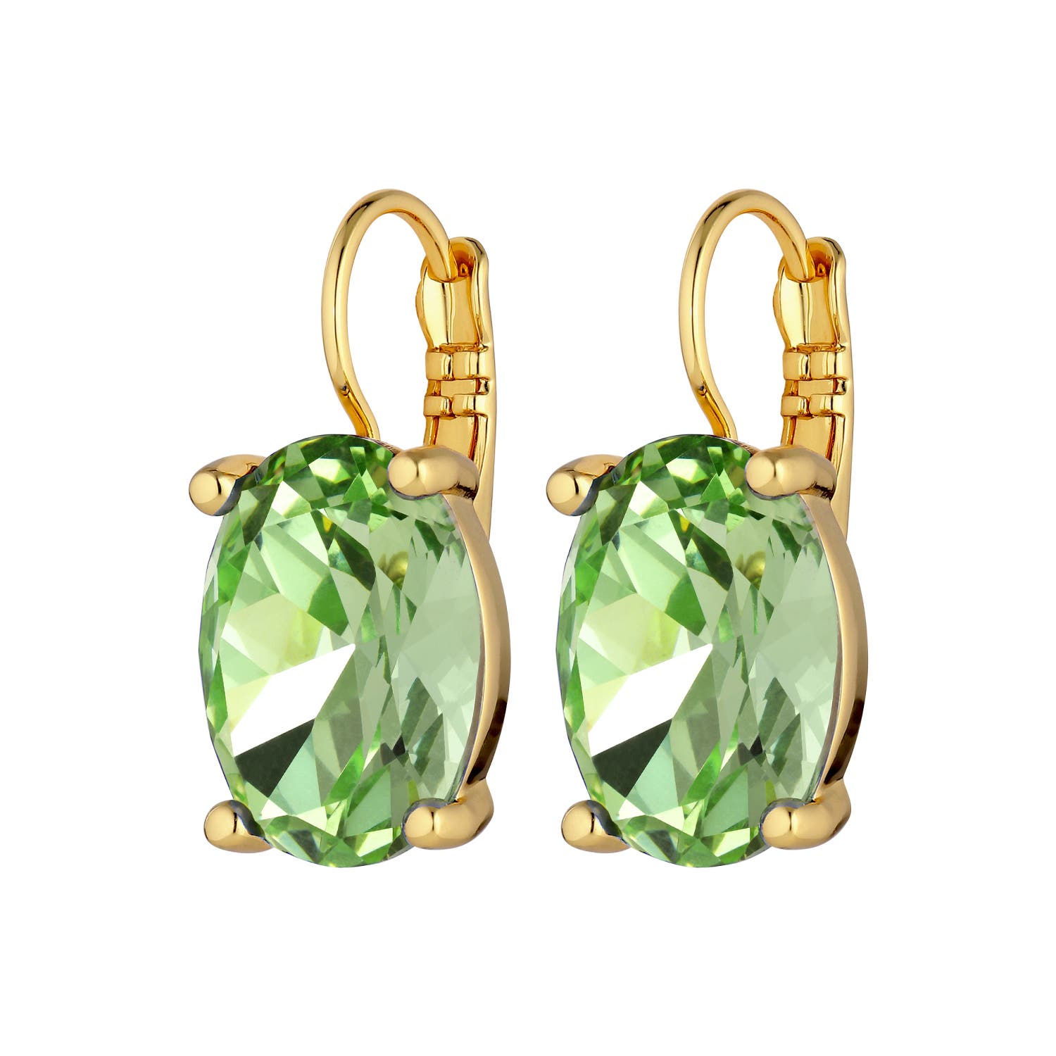 Chantal Light Green & Gold Drop Earrings