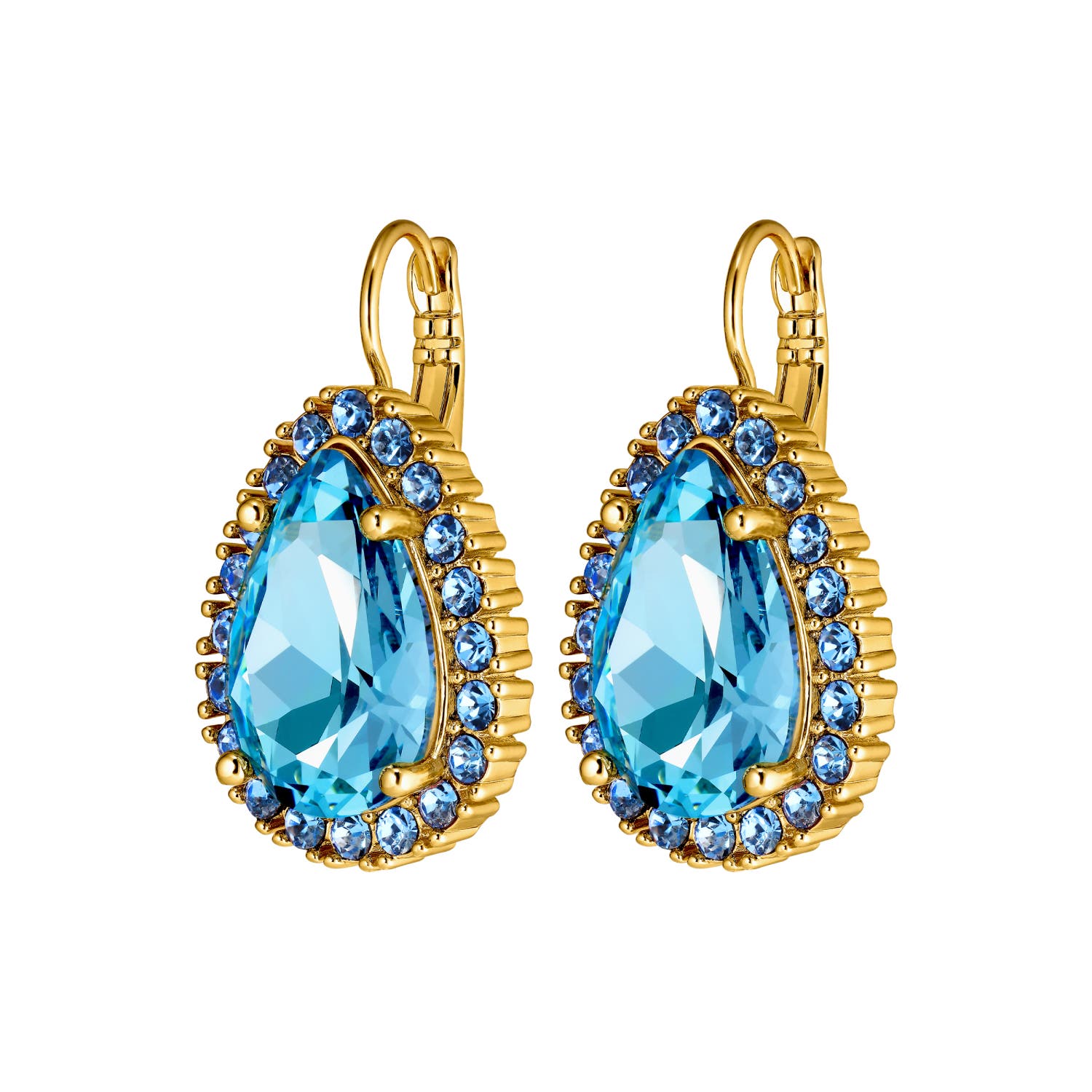 Fiora Light Blue & Gold Drop Earrings