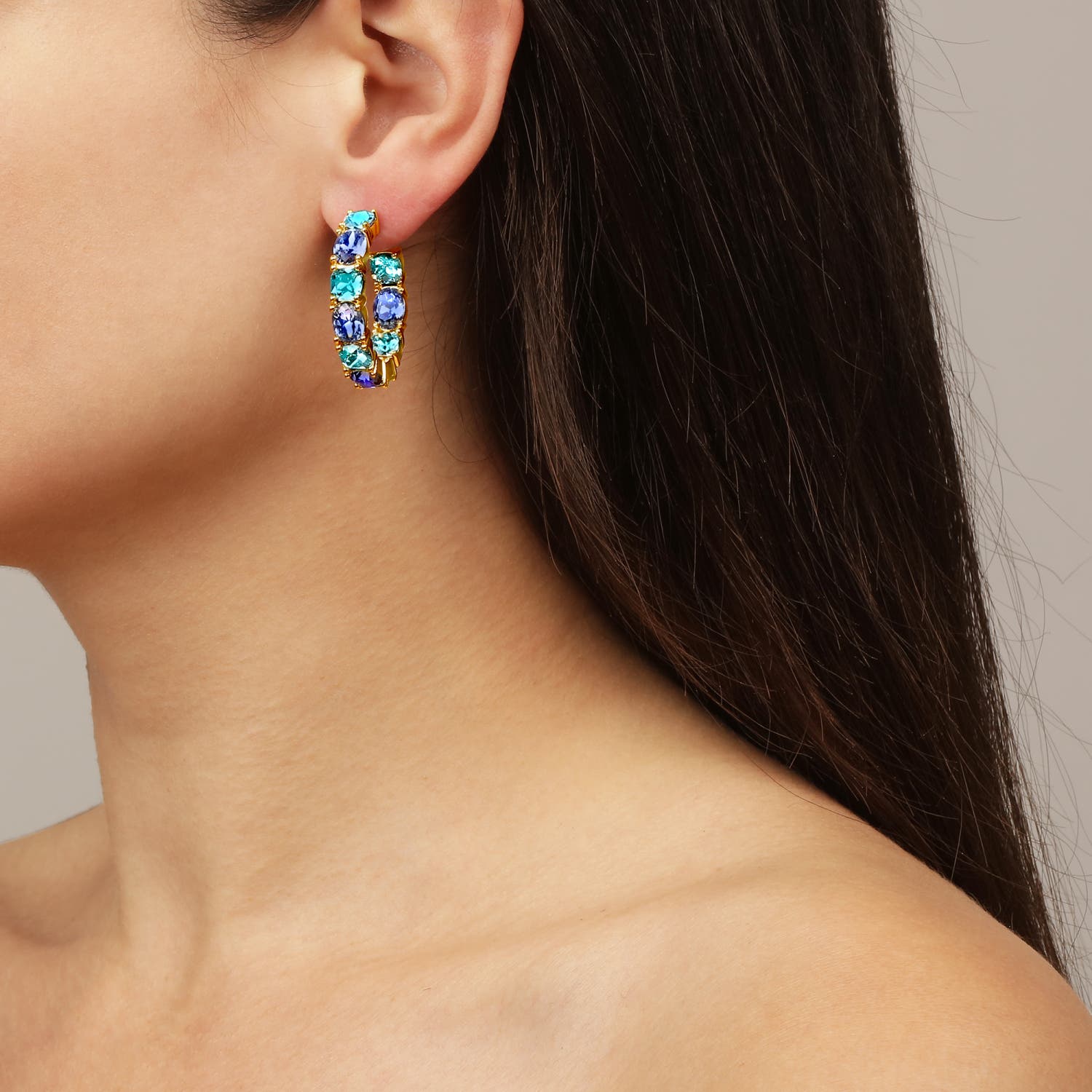 Gretia Aqua Blue Hoop Earrings