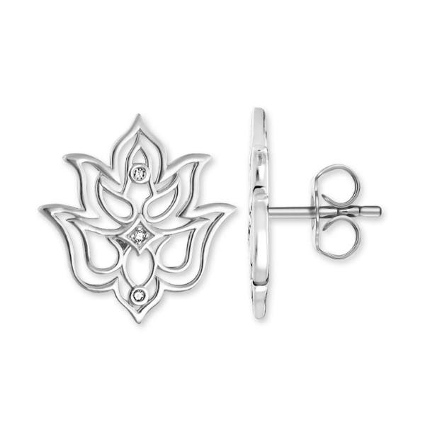 Lotus Flower Sterling Silver Stud Earrings