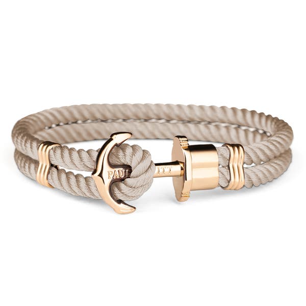 Paul Hewitt Large Yellow Gold-Plated Hazelnut Nylon Rope Bracelet.