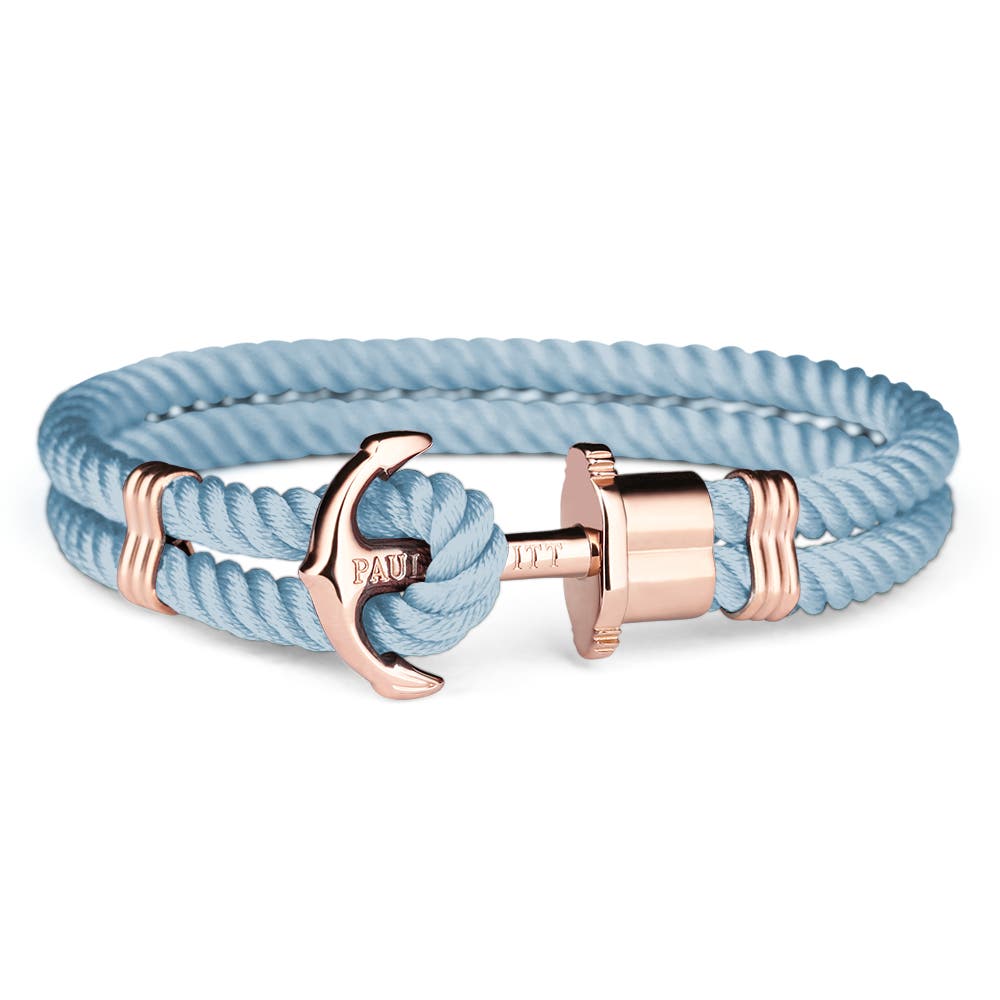 Paul Hewitt Large Rose Gold-Plated Blue Nylon Rope Bracelet.