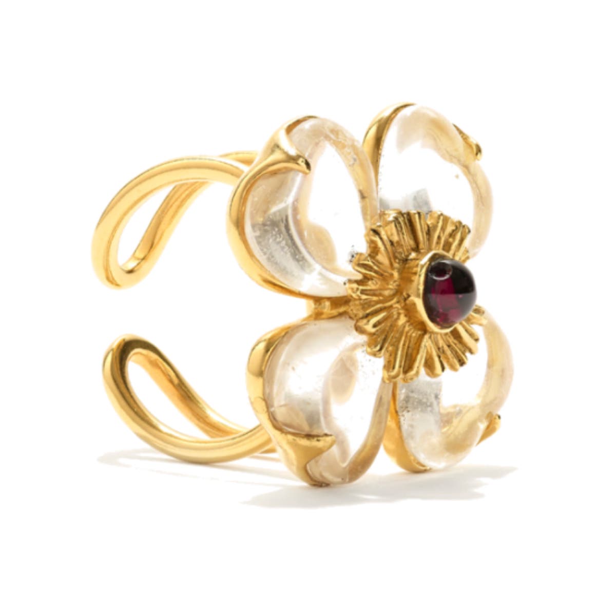 Goossens Trefle Clover Natural Rock Crystal Ring. Image one