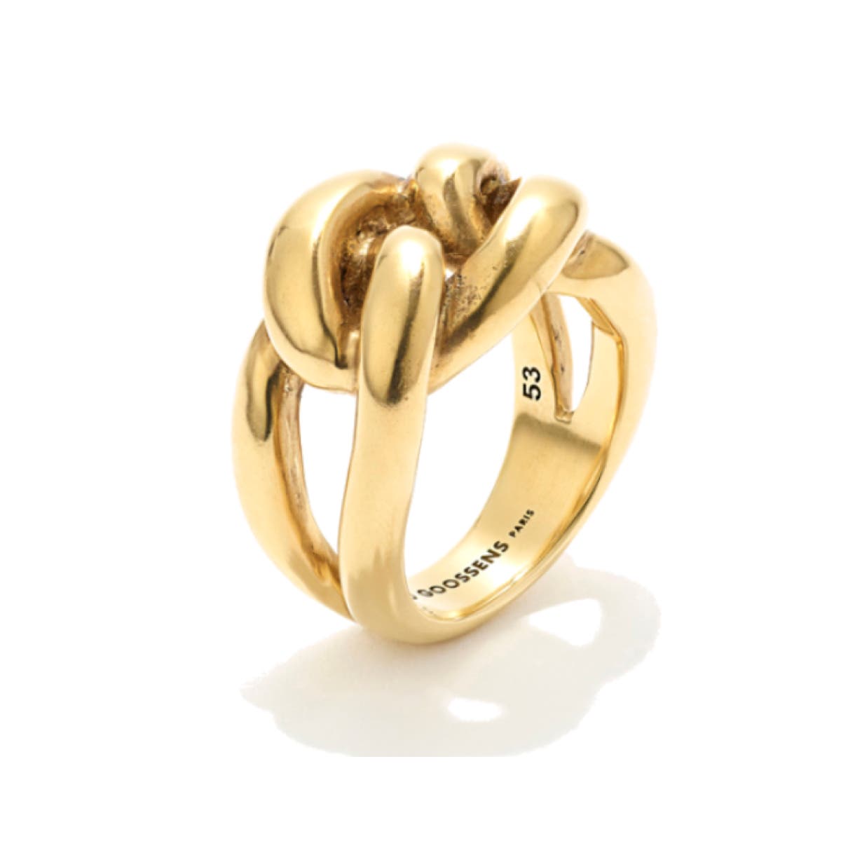 Lhassa Yellow Gold Plated Link Ring. Image one