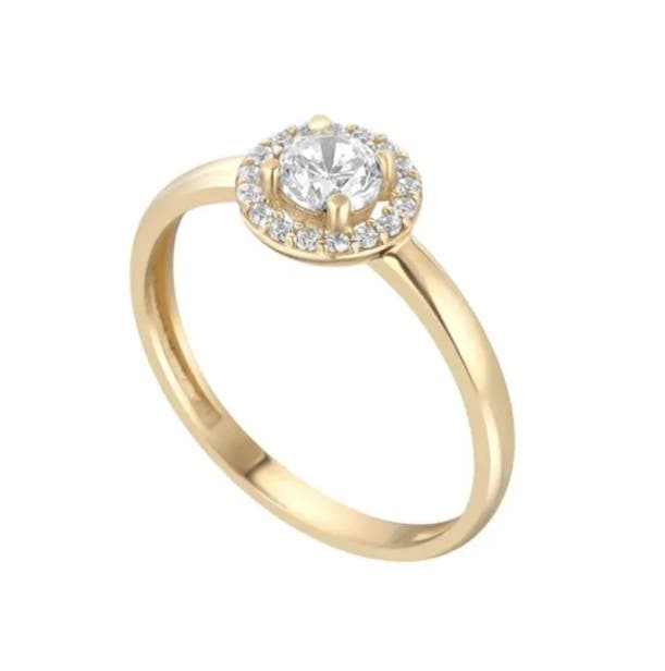 9k Yellow Gold CZ Halo Rings