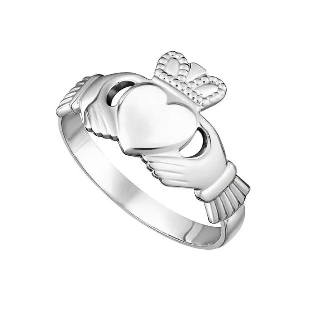 14k White Gold Ladies Claddagh Ring