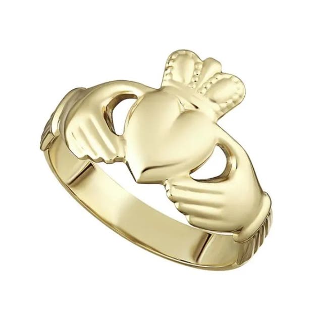 9k Yellow Gold Hollow Back Claddagh Ring