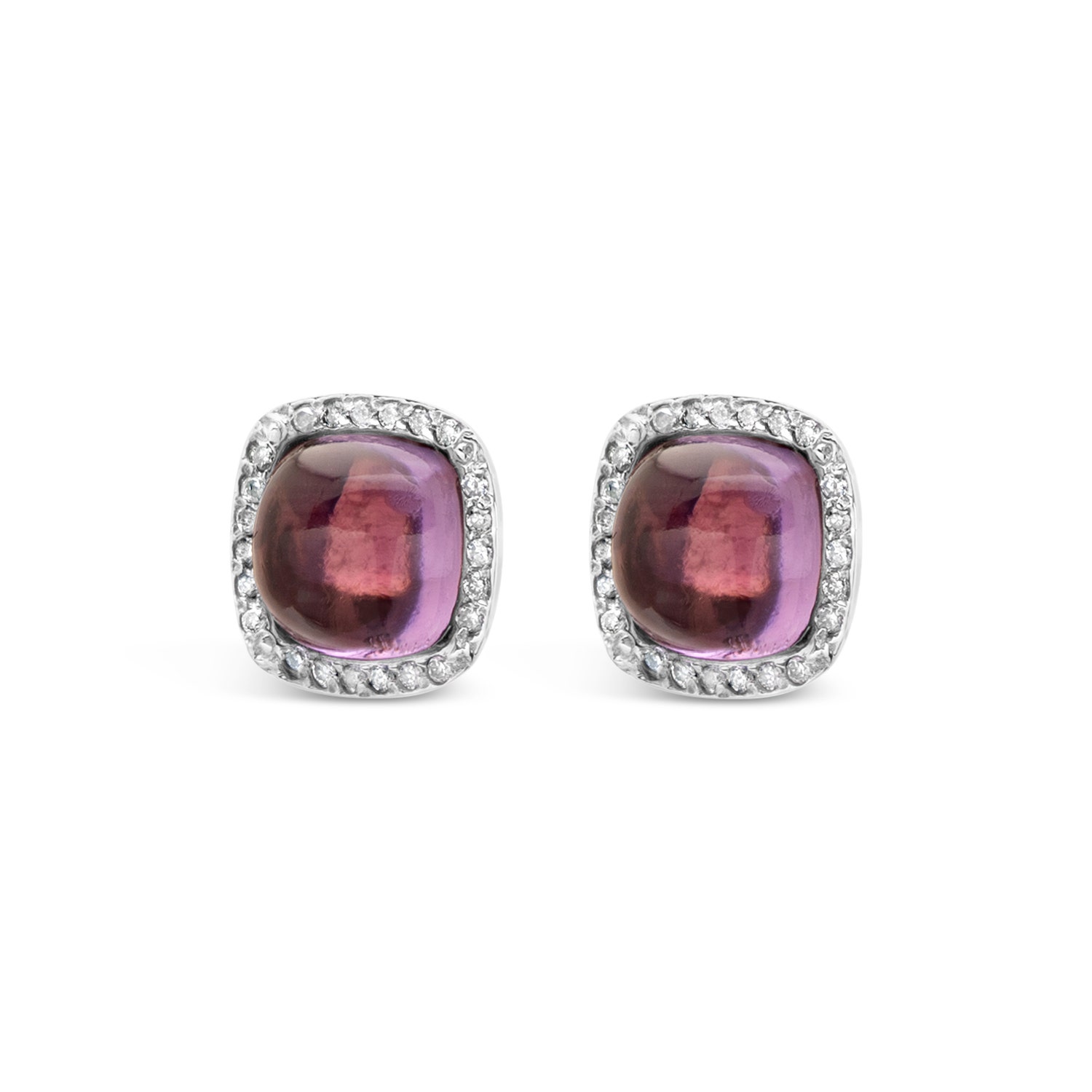 Weir Collection  18K White Gold Amethyst & Diamond Stud Earrings