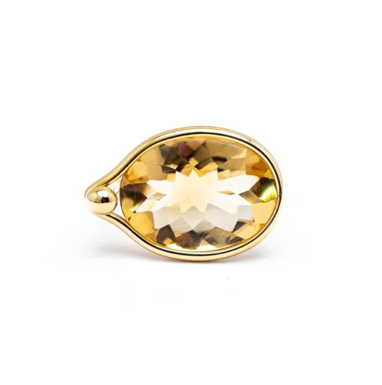 Georg Jensen Vintage 18K Yellow Gold Savannah Ring Citrine Stone.