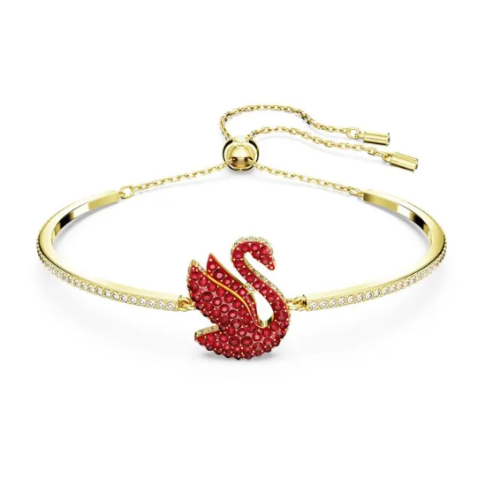 Swarovski Gold-Toned Plated Swarovski Crystal Iconic Swan Bangle