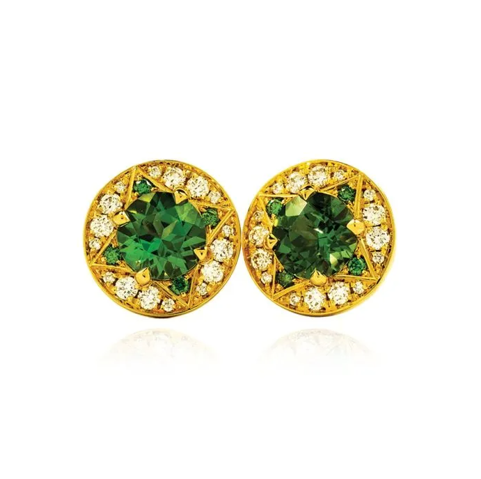 O'Dwyer Green Tourmaline Compass Earrings