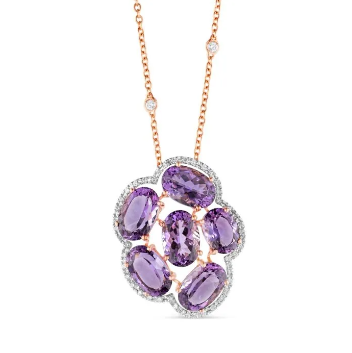 Weir Collection 18k Rose Gold and Amethyst Pendant