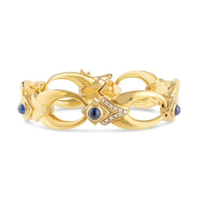 Weir Collection 18k Gold Diamond & Sapphire Link Bracelet