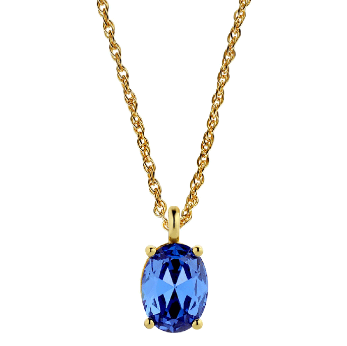 Dyrberg/Kern Barga Gold Blue Sapphire Pendant Necklace