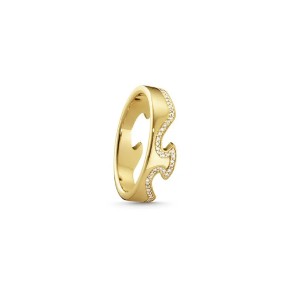 Georg Jensen Fusion Yellow Gold End Ring with Diamonds