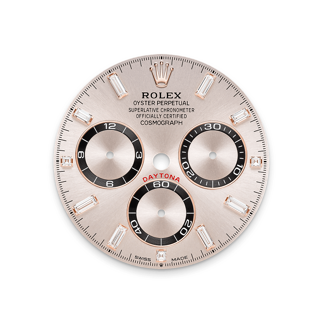 rolex cosmograph daytona  18 ct everose gold with lugs set with diamonds, m126535tbr-0002 - Weir & Sons